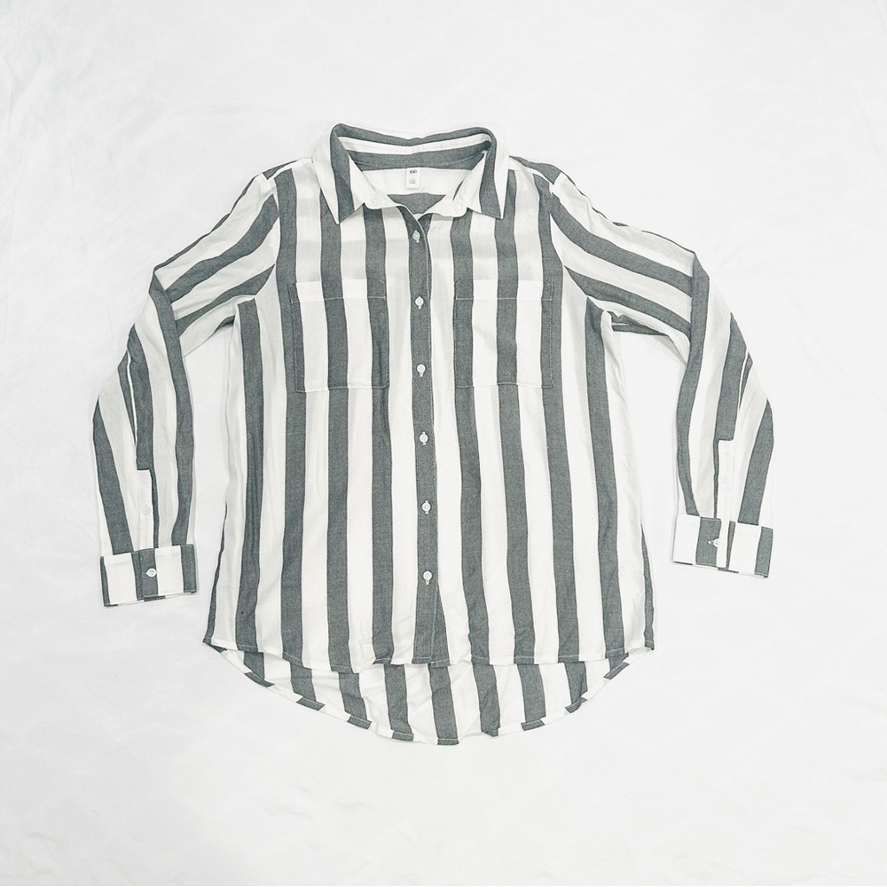 NWOT Nordstrom BP The Perfect Shirt Black & White Stripe Button Down Shirt